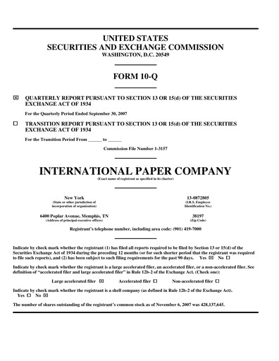 Thumbnail International Paper
 Quarterly Report 2007-q3