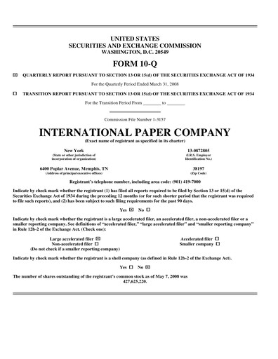 Thumbnail International Paper
 Quarterly Report 2008-q1