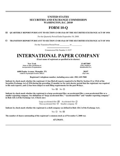 Thumbnail International Paper
 Quarterly Report 2008-q3