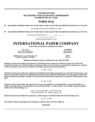 Thumbnail International Paper
 Quarterly Report 2009-q1