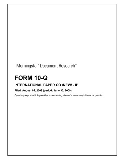 Thumbnail International Paper
 Quarterly Report 2009-q2