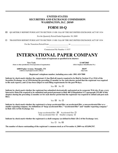 Thumbnail International Paper
 Quarterly Report 2009-q3