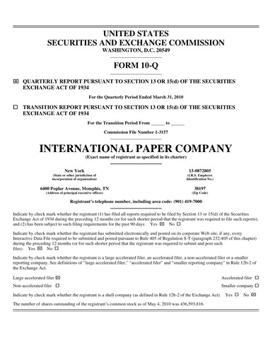 Thumbnail International Paper
 Quarterly Report 2010-q1