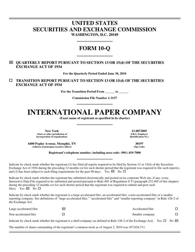 Thumbnail International Paper
 Quarterly Report 2010-q2