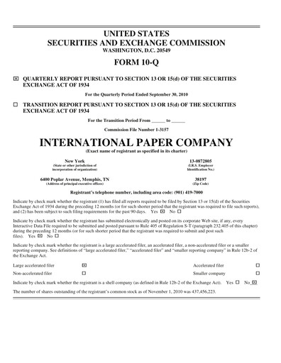 Thumbnail International Paper
 Quarterly Report 2010-q3