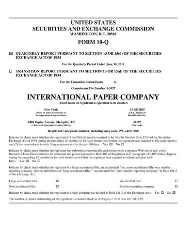 Thumbnail International Paper
 Quarterly Report 2011-q2
