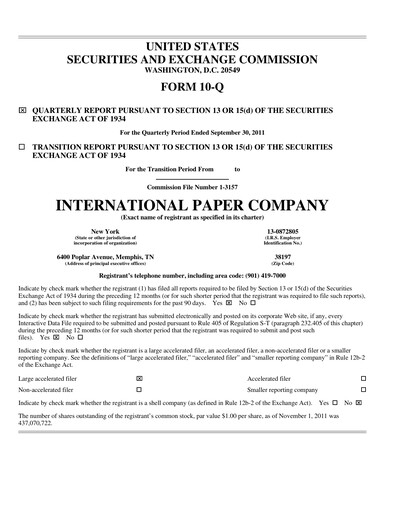 Thumbnail International Paper
 Quarterly Report 2011-q3