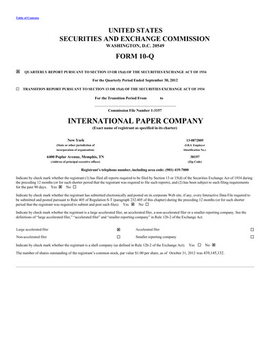 Thumbnail International Paper
 Quarterly Report 2012-q3