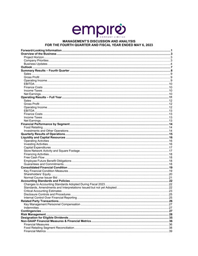 Thumbnail Empire Company Quarterly Report 2023-q4