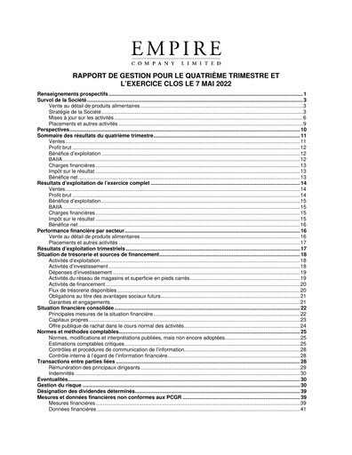 Thumbnail Empire Company Quarterly Report 2022-q4