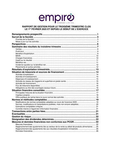 Thumbnail Empire Company Quarterly Report 2025-q3