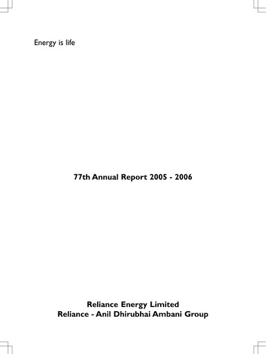 Thumbnail Reliance Infrastructure
 Annual Report 2005-2006