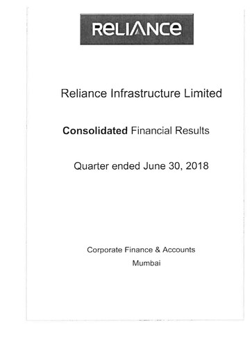 Miniature Reliance Infrastructure
 Rapport trimestriel 2018-q1