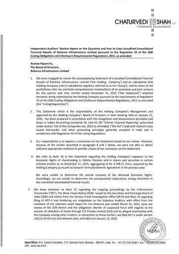 Miniature Reliance Infrastructure
 Rapport trimestriel 2025-q3