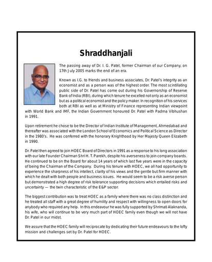 Thumbnail Hindustan Oil Exploration Company Annual Report 2004-2005