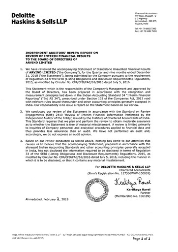 Thumbnail Arvind
 Quarterly Report 2018-q3