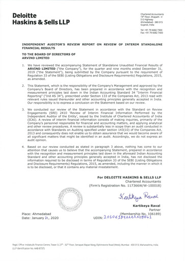 Thumbnail Arvind
 Quarterly Report 2019-q3