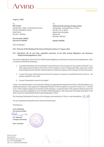 Thumbnail Arvind
 Quarterly Report 2022-q1