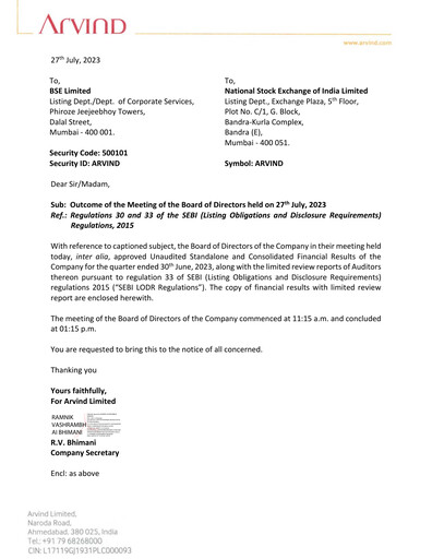 Thumbnail Arvind
 Quarterly Report 2023-q1