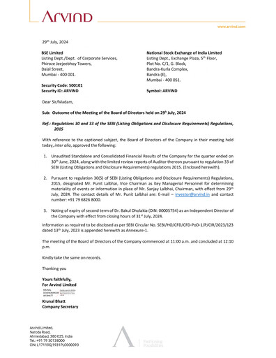 Thumbnail Arvind
 Quarterly Report 2024-q1