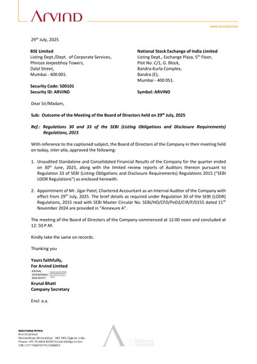 Thumbnail Arvind
 Quarterly Report 2025-q1