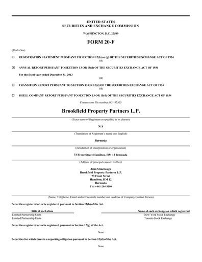 Thumbnail Brookfield Property Partners
 Annual Report 2013