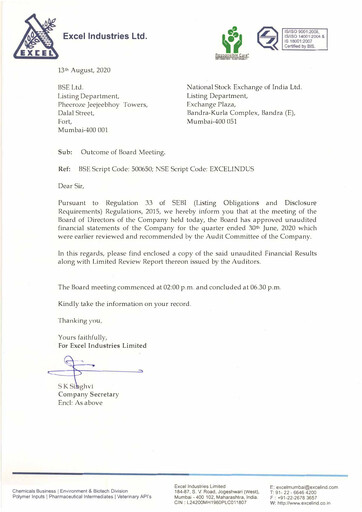 Vorschaubild Excel Industries Quartalsbericht 2020-q1