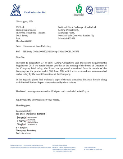 Vorschaubild Excel Industries Quartalsbericht 2024-q1