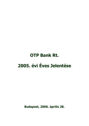 Vorschaubild OTP Bank
 Jahresbericht 2005