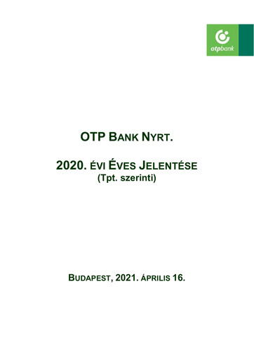 Vorschaubild OTP Bank
 Jahresbericht 2020