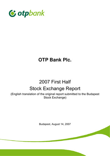 Thumbnail OTP Bank
 Half-year Report 2007-h1