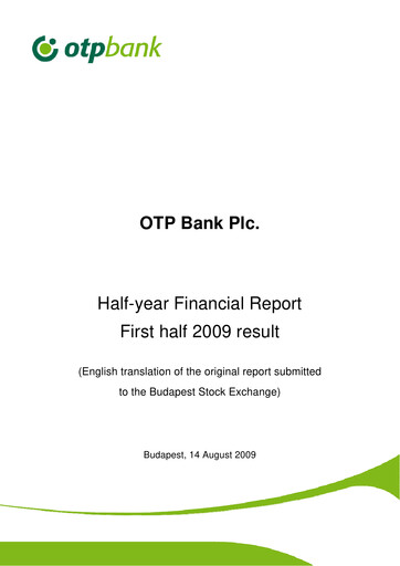 Thumbnail OTP Bank
 Half-year Report 2009-h1