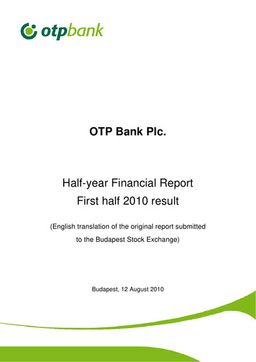 Thumbnail OTP Bank
 Half-year Report 2010-h1