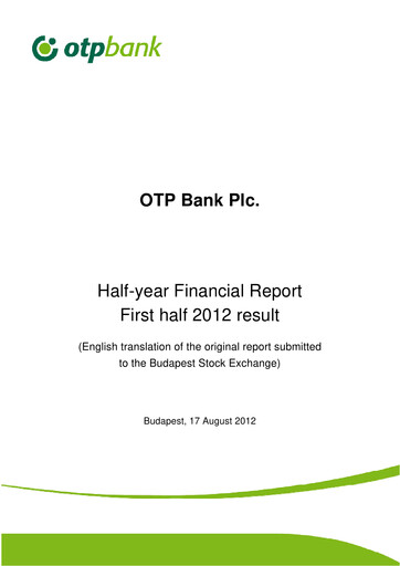 Thumbnail OTP Bank
 Half-year Report 2012-h1