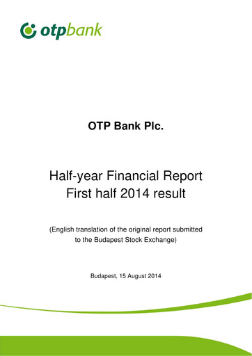 Thumbnail OTP Bank
 Half-year Report 2014-h1