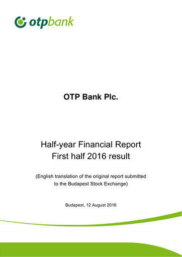 Thumbnail OTP Bank
 Half-year Report 2016-h1