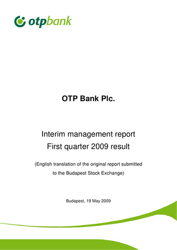 Thumbnail OTP Bank
 Quarterly Report 2009-q1