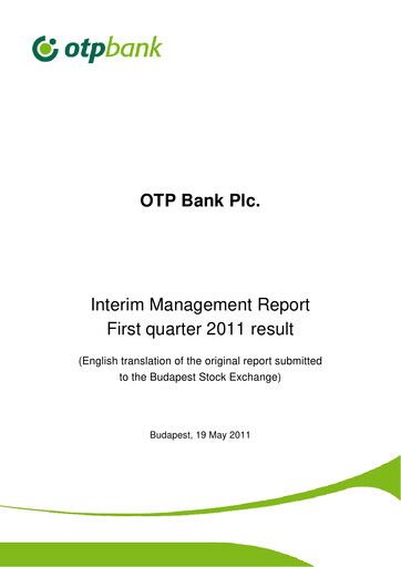 Thumbnail OTP Bank
 Quarterly Report 2011-q1