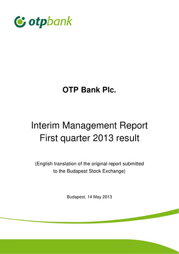 Thumbnail OTP Bank
 Quarterly Report 2013-q1