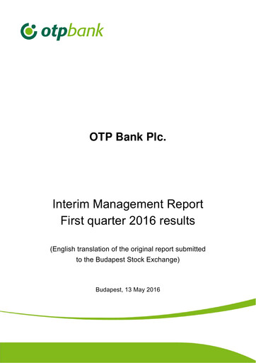 Thumbnail OTP Bank
 Quarterly Report 2016-q1