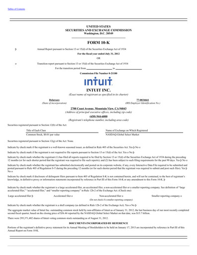 Thumbnail Intuit Annual Report 2012