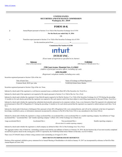 Thumbnail Intuit Annual Report 2016