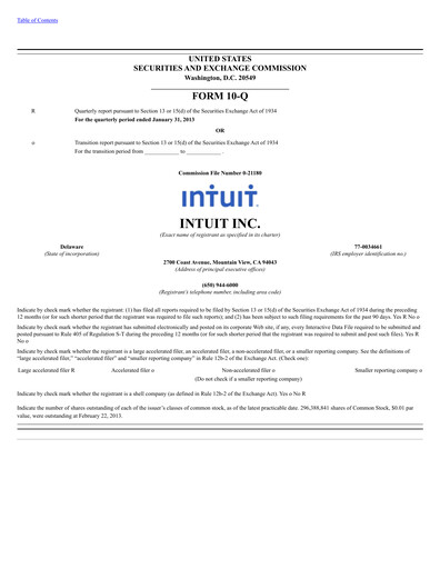 Thumbnail Intuit Quarterly Report 2013-q2