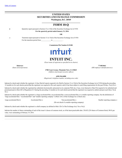 Thumbnail Intuit Quarterly Report 2016-q2