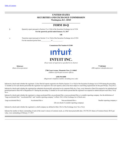 Thumbnail Intuit Quarterly Report 2017-q2