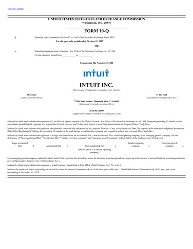 Thumbnail Intuit Quarterly Report 2018-q1