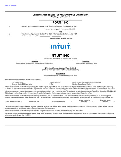 Thumbnail Intuit Quarterly Report 2021-q3