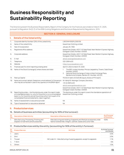 Thumbnail Kewal Kiran Clothing
 ESG Report 2024-2025