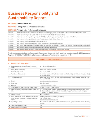 Thumbnail Kewal Kiran Clothing
 ESG Report 2025-2026