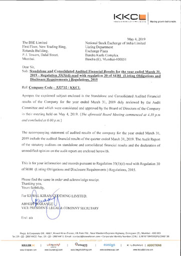Thumbnail Kewal Kiran Clothing
 Quarterly Report 2019-q4